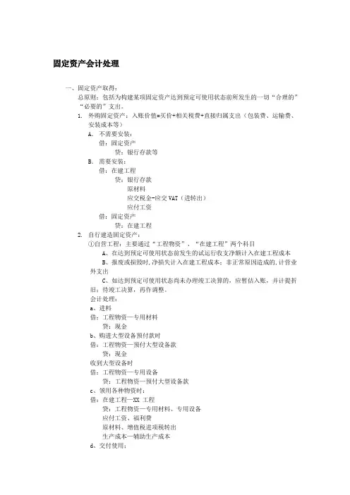 固定资产、无形资产、长期待摊费用会计处理