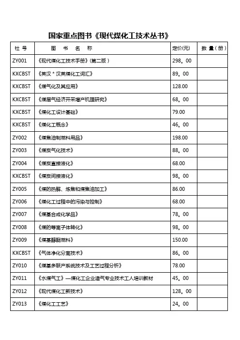 《现代煤化工技术手册》