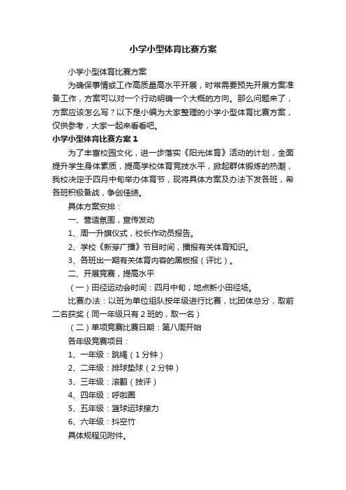 小学小型体育比赛方案