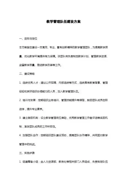 教学管理队伍建设方案