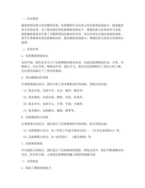 民舞动作实训报告总结范文
