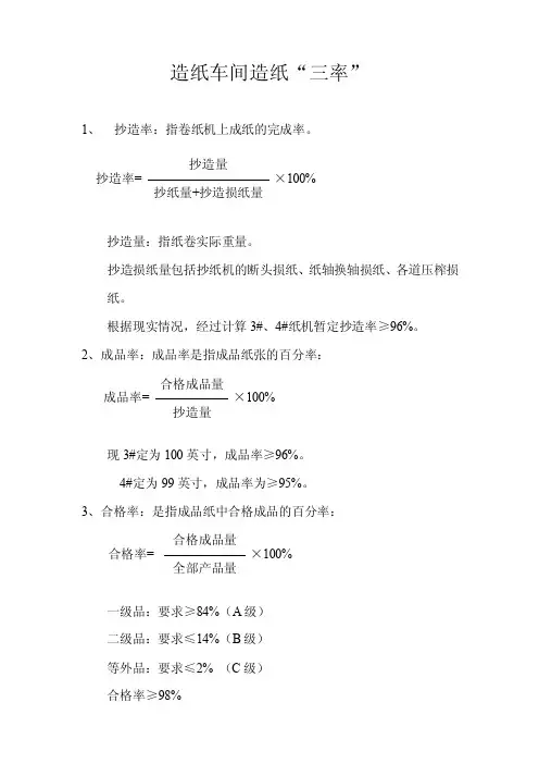 造纸车间造纸“三率”