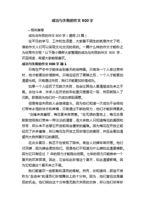 成功与失败的作文800字