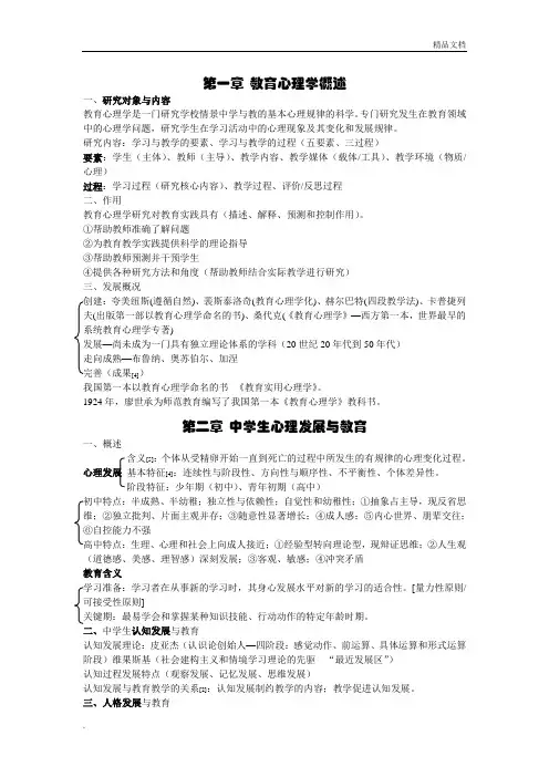 教师资格证心理学重点考试要点