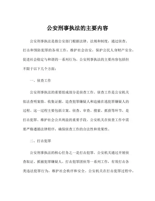 公安刑事执法的主要内容