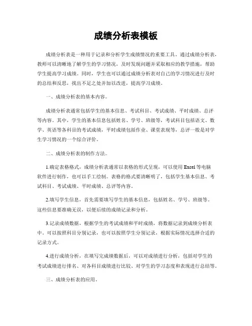 成绩分析表模板