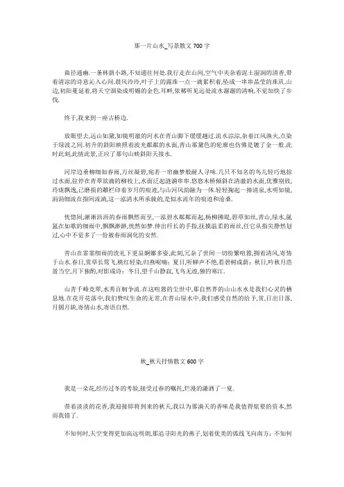 初中作文：那一片山水_写景散文700字