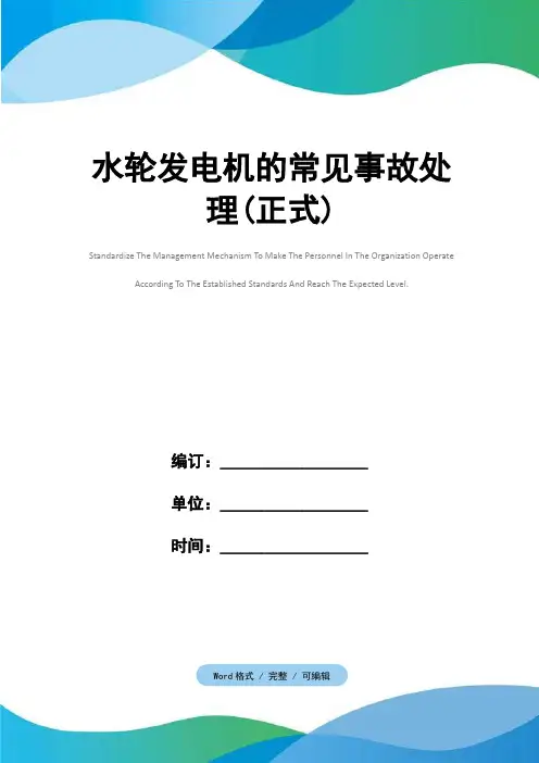 水轮发电机的常见事故处理(正式)