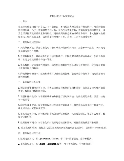 数据标准化工程实施方案