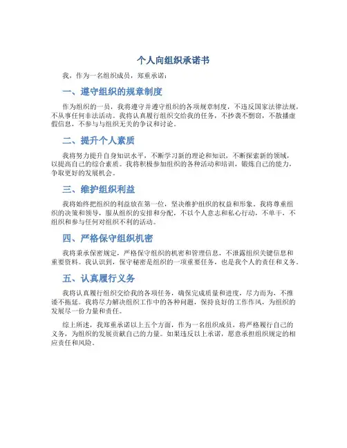 个人向组织承诺书