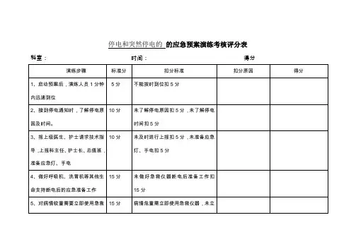 (停电和突然停电的考核评分 )标准