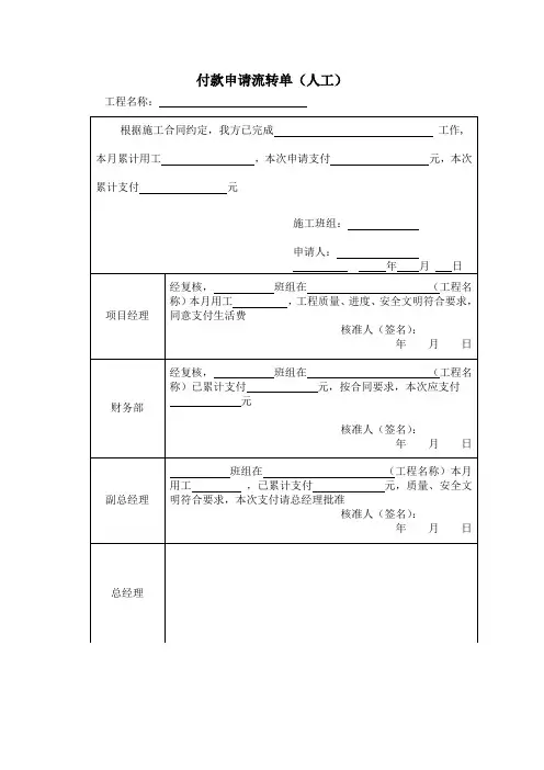 付款申请流转单