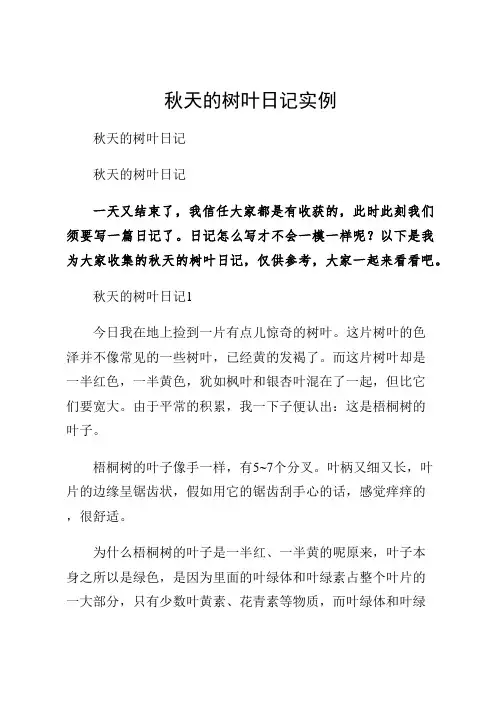 秋天的树叶日记实例