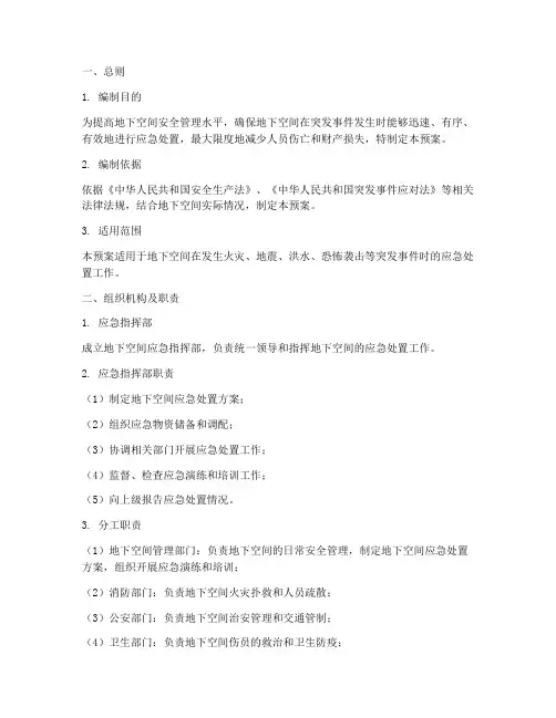 地下空间应急预案范文