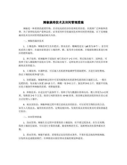 辣椒栽培技术及田间管理措施