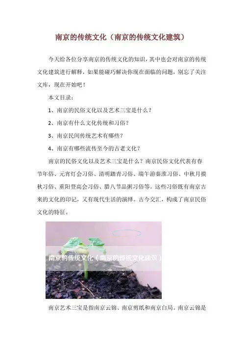 南京的传统文化(南京的传统文化建筑)