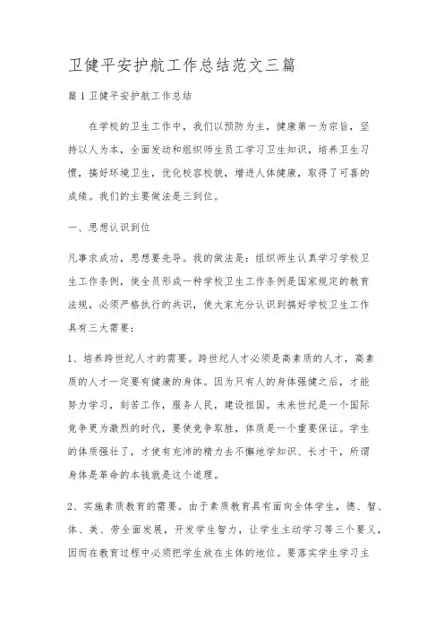 卫健平安护航工作总结范文三篇