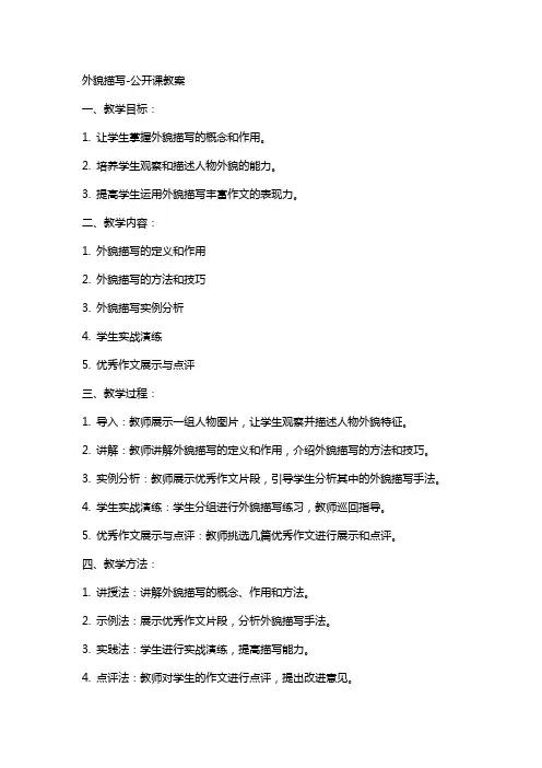 外貌描写-公开课教案