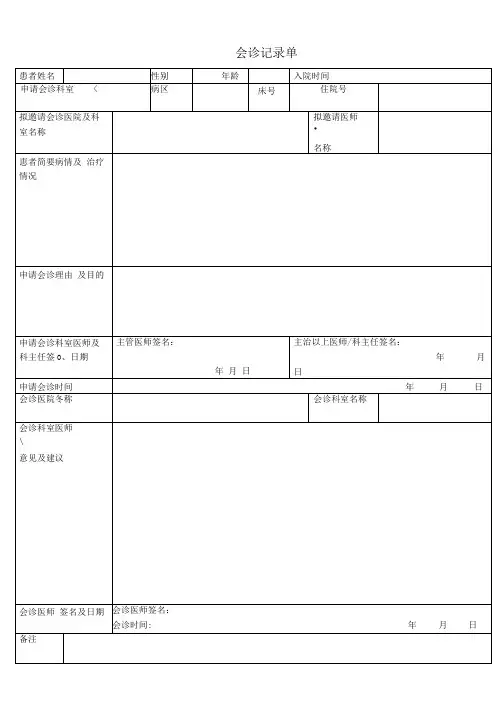 会诊记录单模板