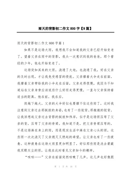 雨天的背影初二作文800字【9篇】