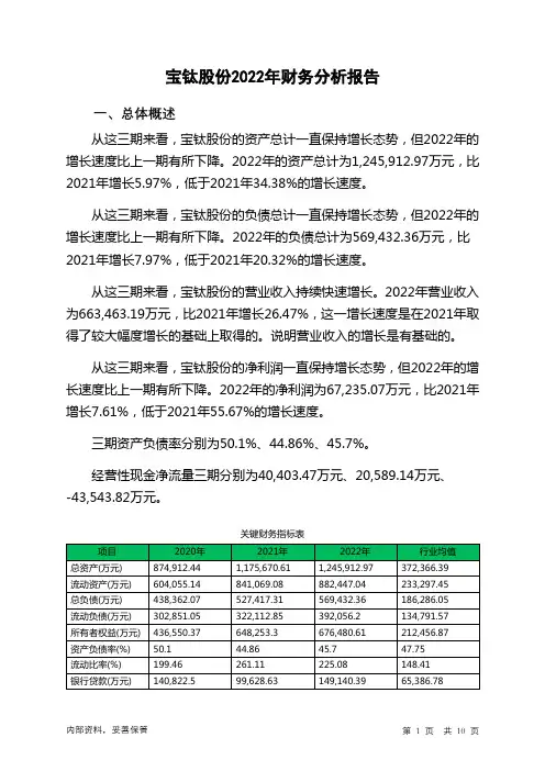600456宝钛股份2022年财务分析报告-银行版
