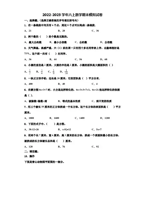 2022年河北省邢台市清河县世纪祥升小学六年级数学第一学期期末学业水平测试试题含解析