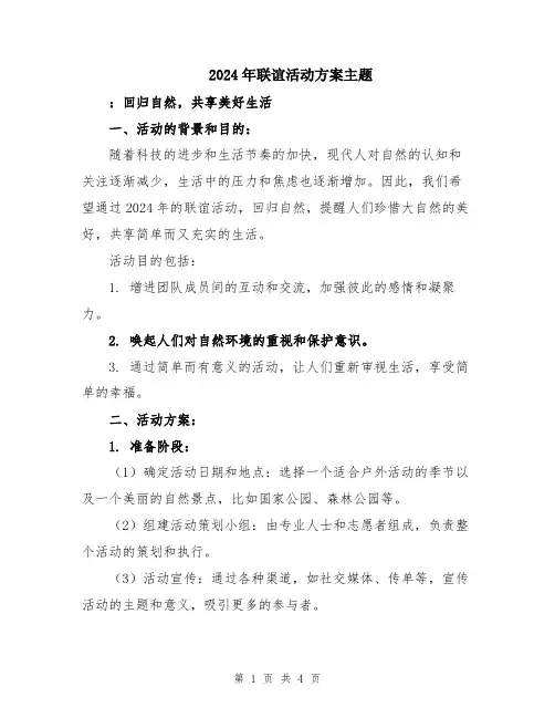 2024年联谊活动方案主题