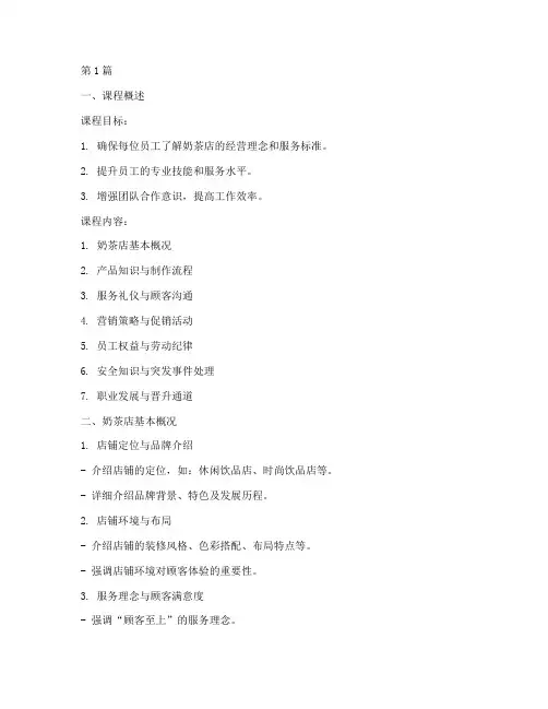奶茶店员工培训课件(3篇)