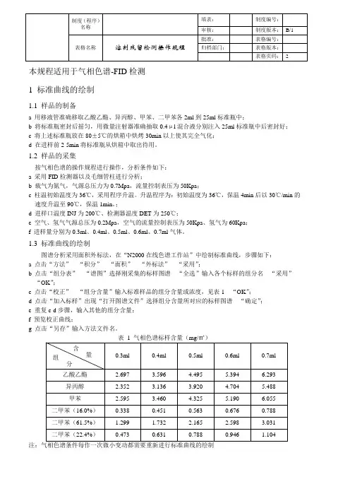 溶剂残留检测操作规程