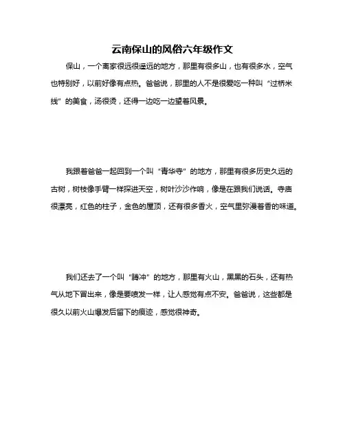 云南保山的风俗六年级作文