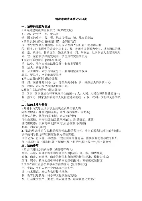 司法考试法理学记忆口诀