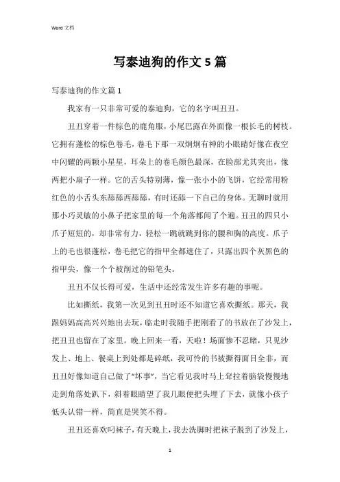写泰迪狗的作文5篇