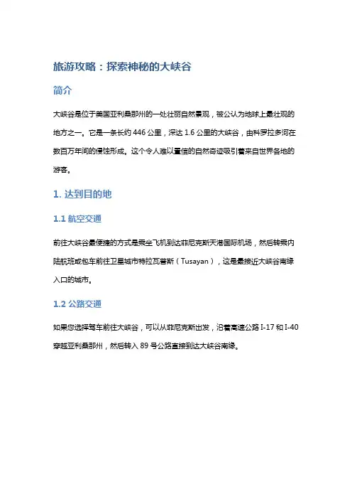 旅游攻略：探索神秘的大峡谷