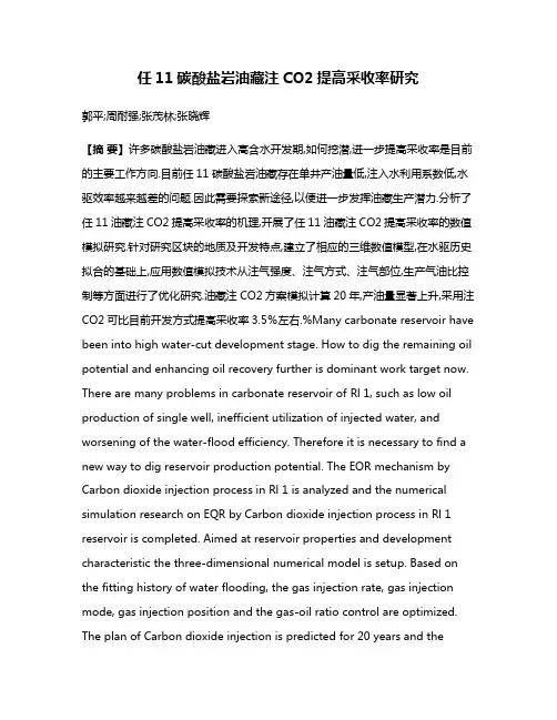 任11碳酸盐岩油藏注CO2提高采收率研究