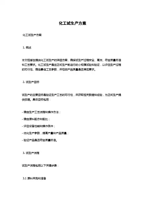 化工试生产方案