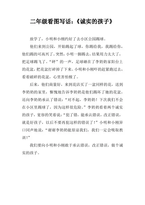 二年级看图写话：《诚实的孩子》