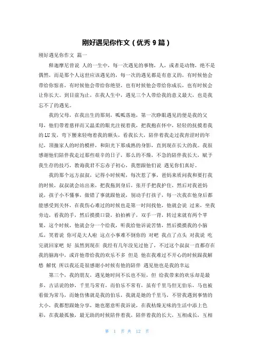 刚好遇见你作文(优秀9篇)