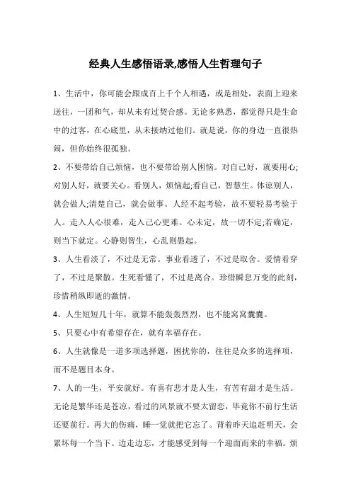 经典人生感悟语录,感悟人生哲理句子