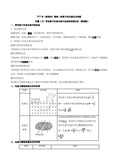 专题(26)带电粒子在复合场中运动的实例分析(原卷版)