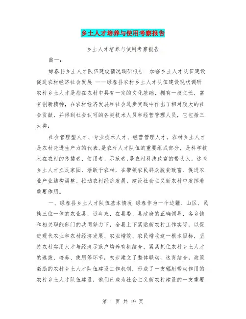 乡土人才培养与使用考察报告