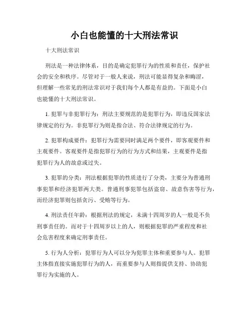 小白也能懂的十大刑法常识