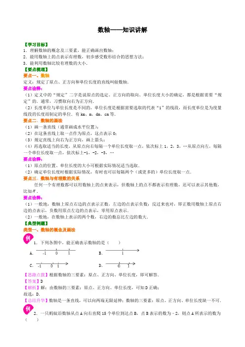 金老师教育培训苏教版数学讲义含同步练习七年级上册03数轴  知识讲解