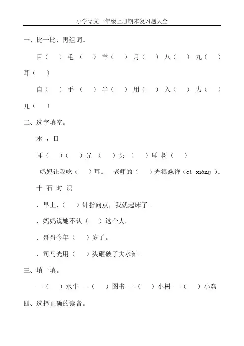 小学语文一年级上册寒假作业 (6)