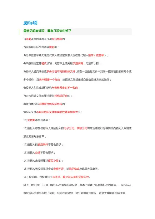 废标项