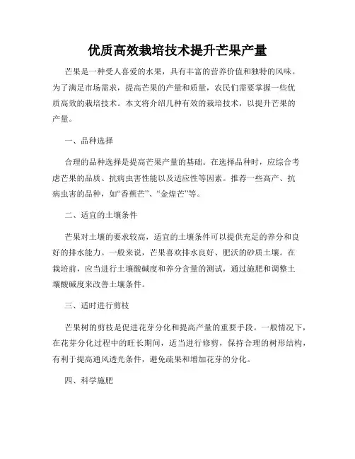 优质高效栽培技术提升芒果产量