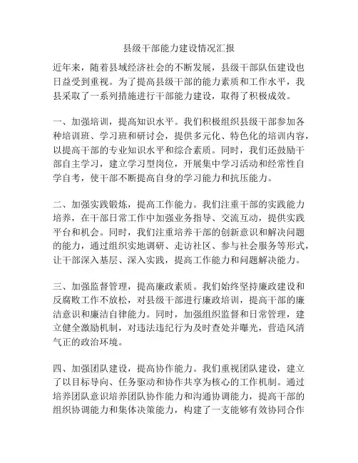 县级干部能力建设情况汇报