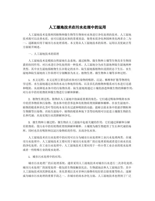 人工湿地技术在污水处理中的运用