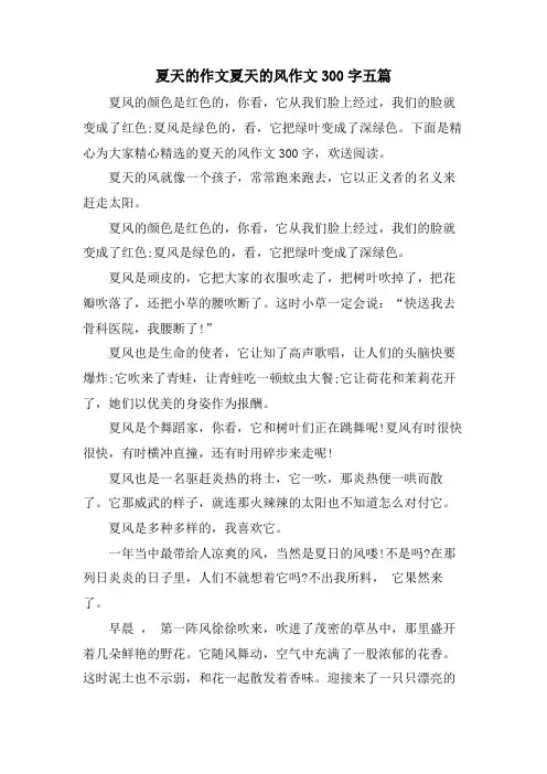 夏天的作文夏天的风作文300字五篇