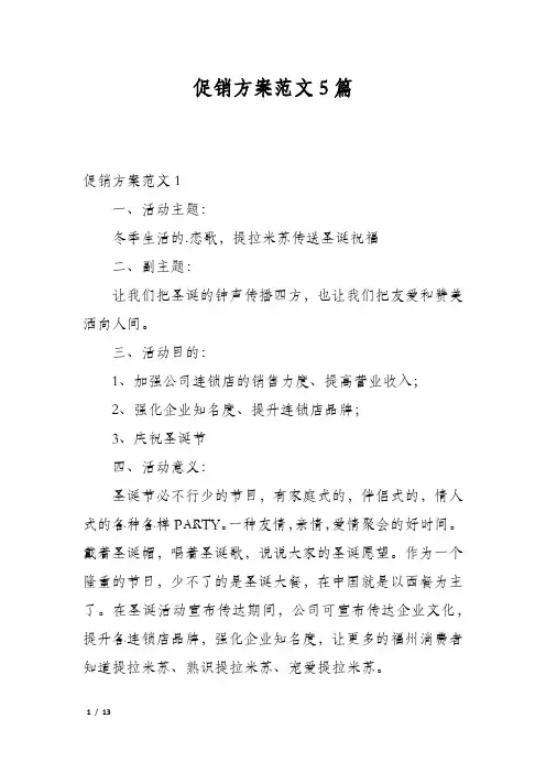 促销方案范文5篇