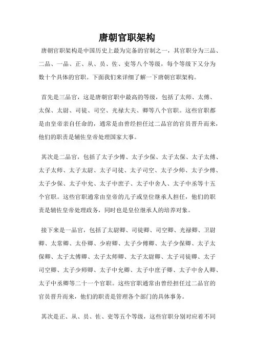唐朝官职架构